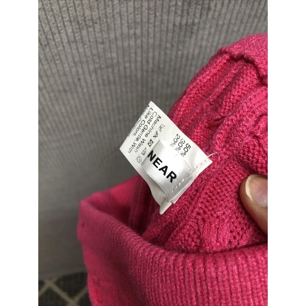 Joyfunear Cableknit Leggings Size M Pink Drawstring Waist Tapered Leg Barbiecore